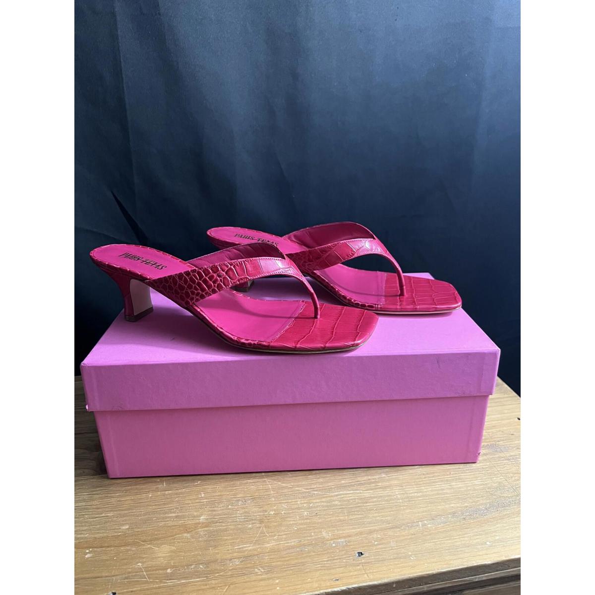 Nwb Paris Texas 55mm Portofino Croc Embossed Dark Pink Mules 39.5/Us 9.5 $480